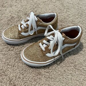Vans Gold Glitter Sneakers with White Laces